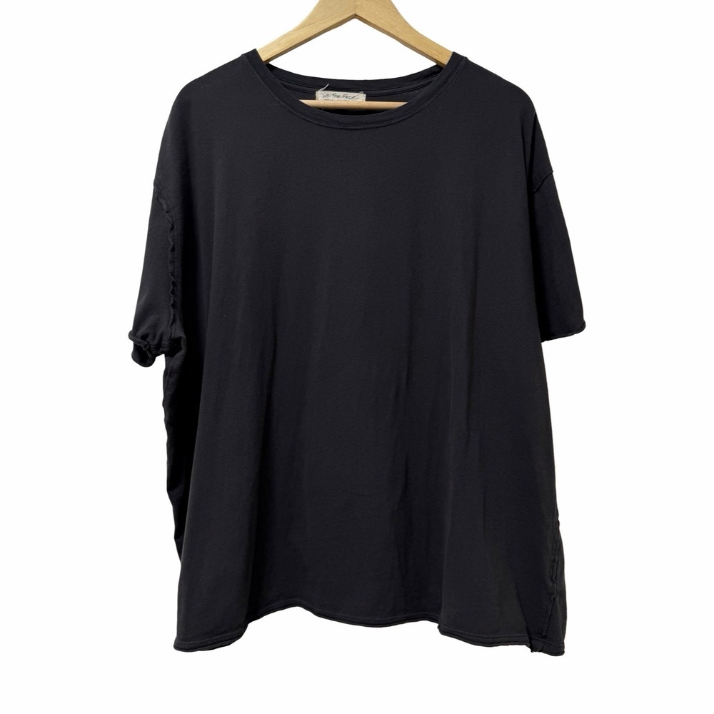 We The Free Womens Oversized Boxy Cotton Crewneck T Shirt Size L Black Boho